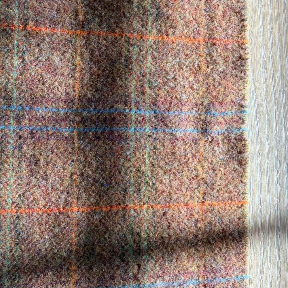 Vintage Scottish Wool Cashmere Herringbone Check Scarf Brown MacIntosh Scotland